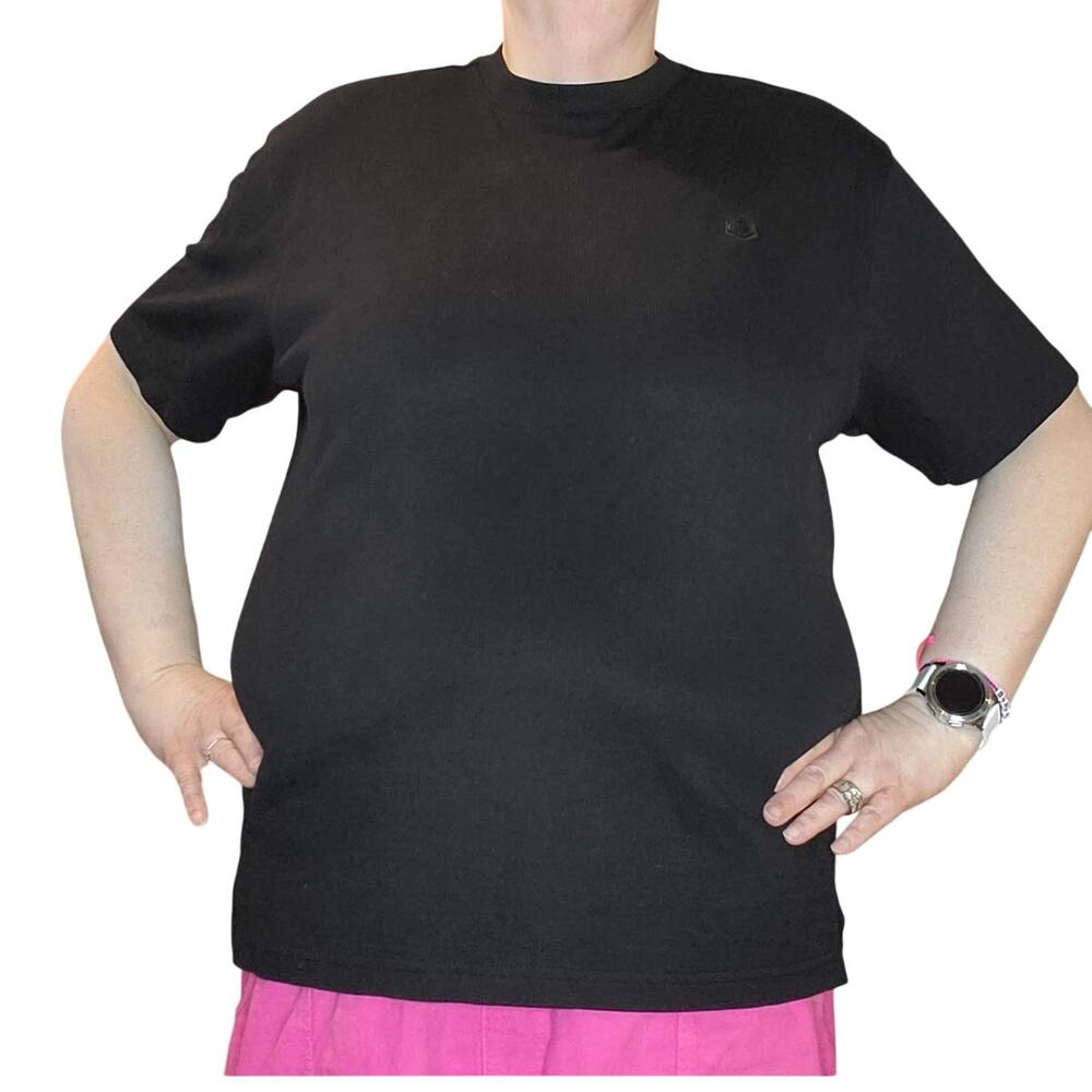 Vintage Oleg Cassini Silk Cotton Knit Tee Black XL Minimalist Luxury Old Money